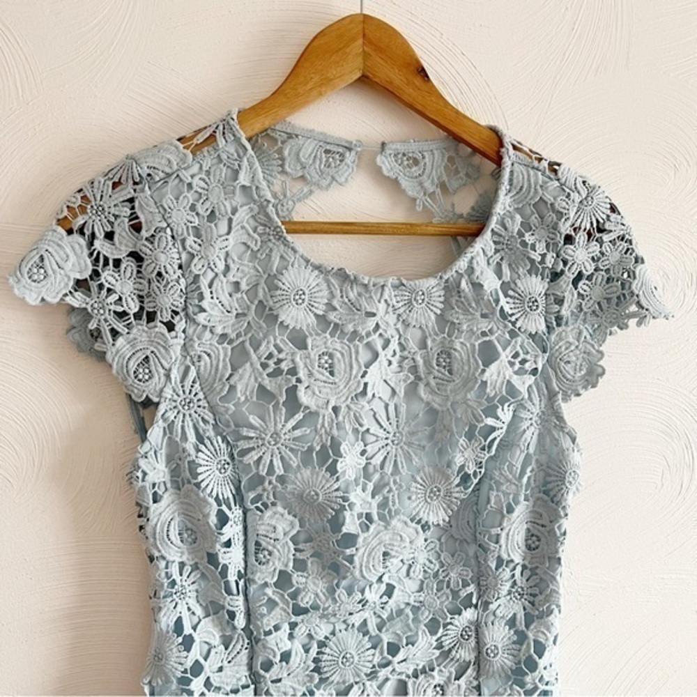Lulus Romance Language Light Blue Backless Lace Dress Size Medium - Picture 7 of 12